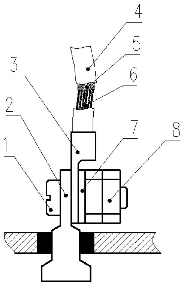 Thermal battery cable connection structure used in environment of 450 DEG C