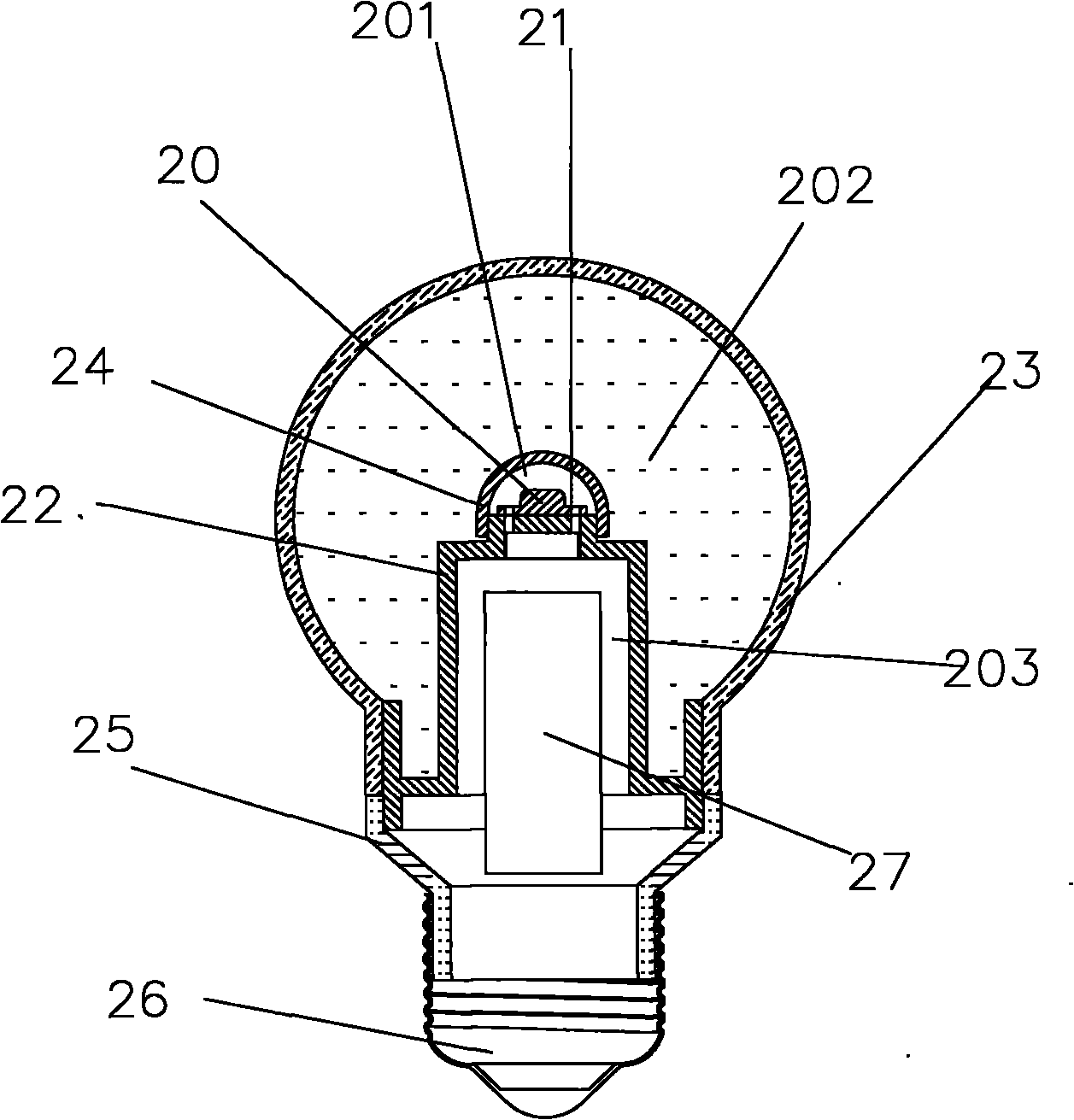 Hollow liquid-cooled light-emitting diode (LED) lamp