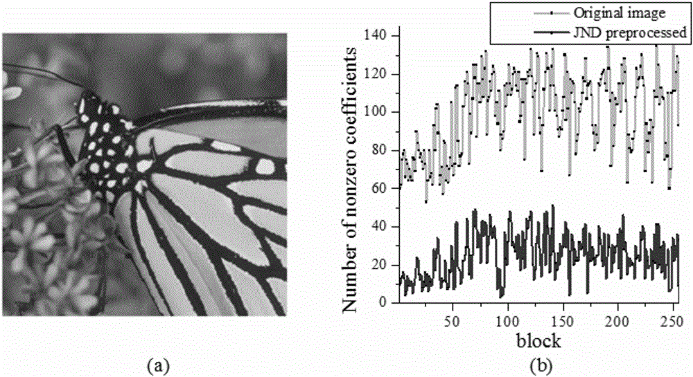 Image compression sensing method based on perceptual and random displacement