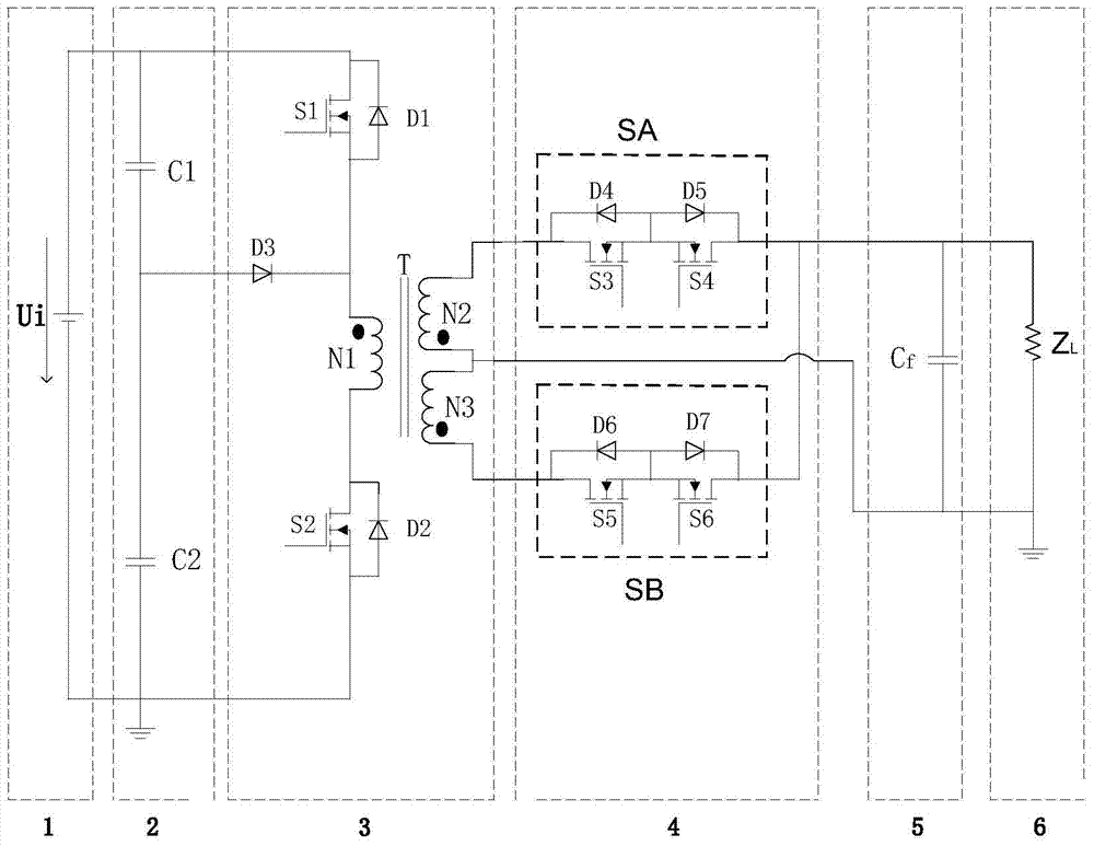 Flyback high frequency isolated three-level inverter