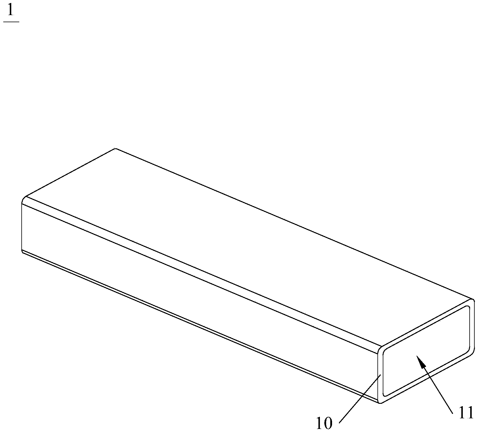 Rectangular pipe and production process thereof