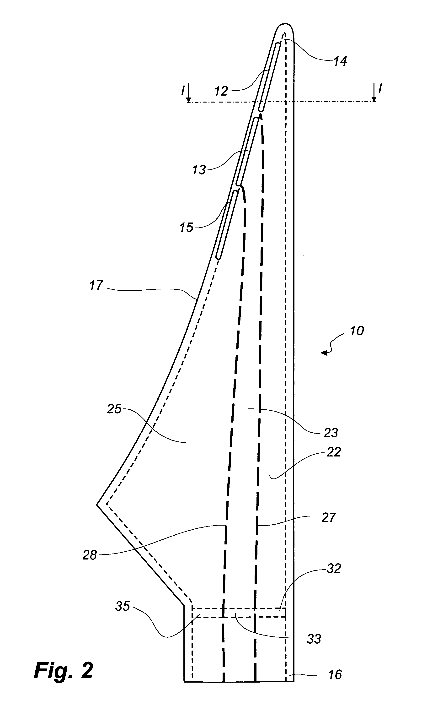 Wind turbine blade with lift-regulating means in form of slots or holes