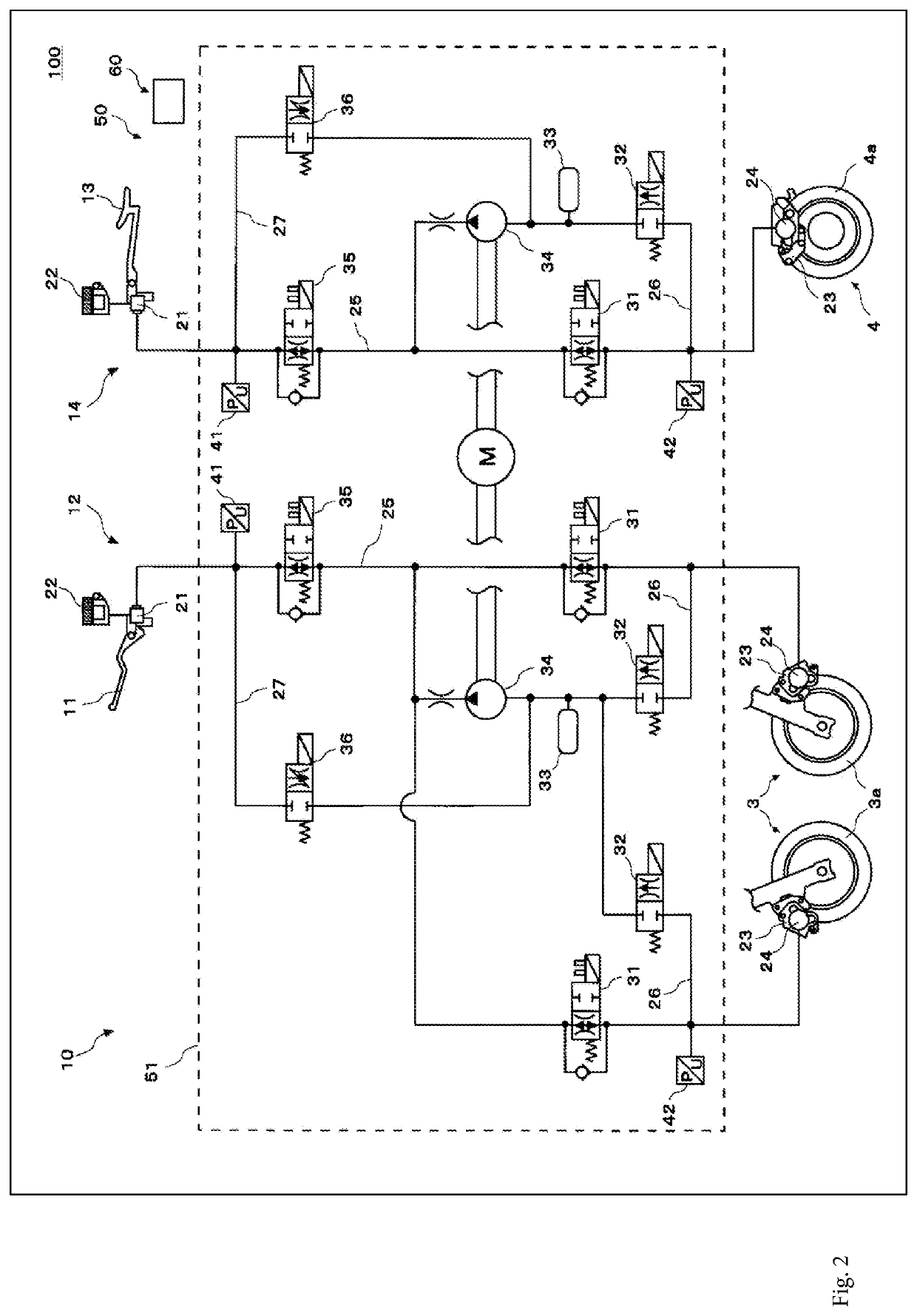 Control device for controlling brake force generated on wheel by vehicle brake system, and control method