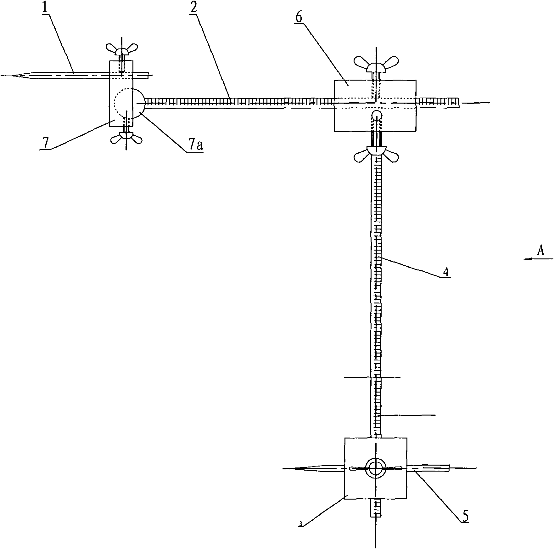 Measurer of eccentric distance of hip joint and extended limb length