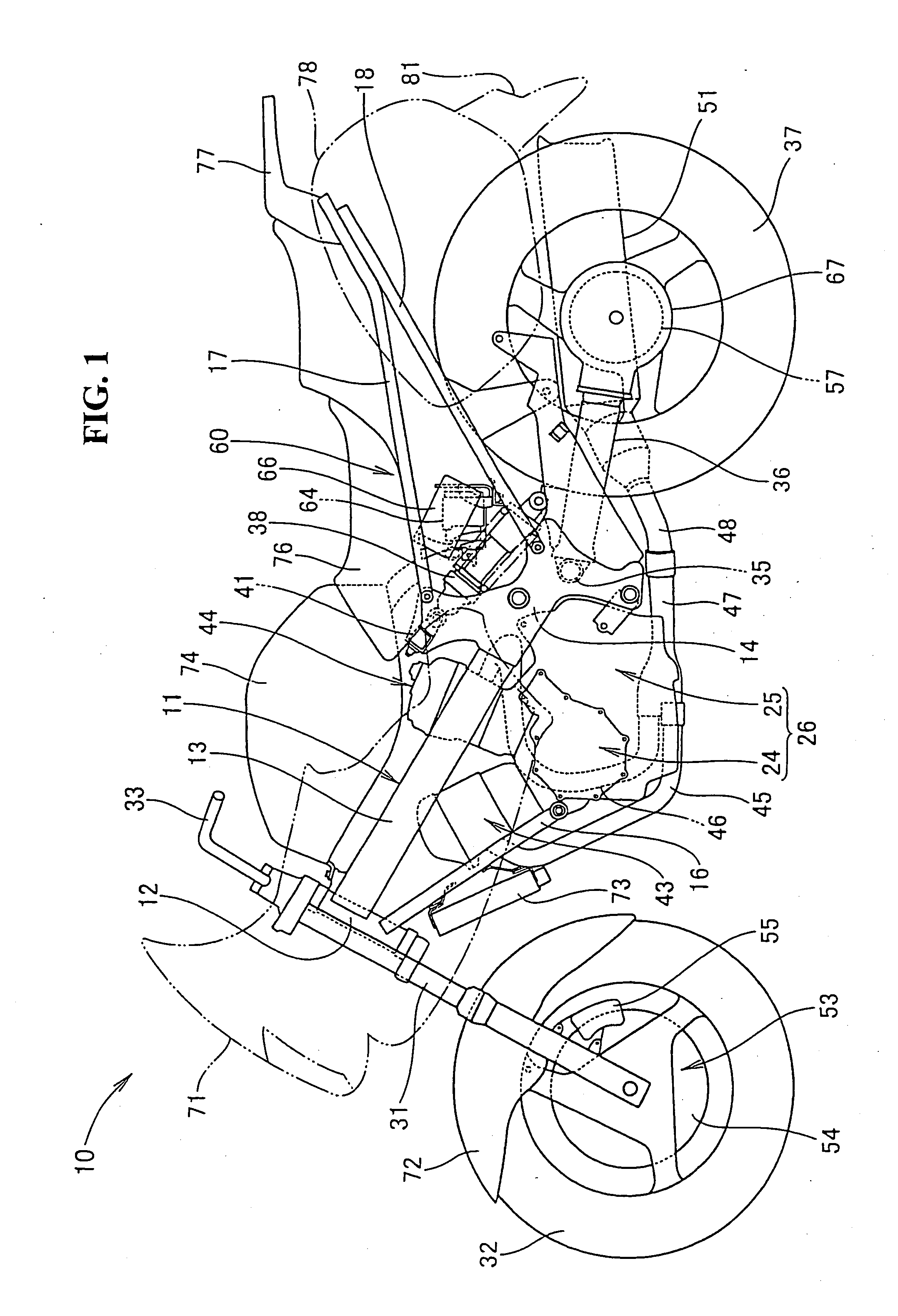Swing arm supporting structure for motorcycles