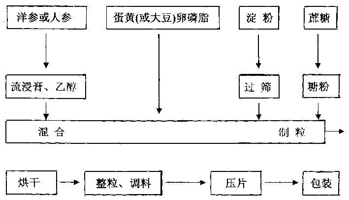 Panaxoside, lecithine refreshing and brain tonic and process for producing the same