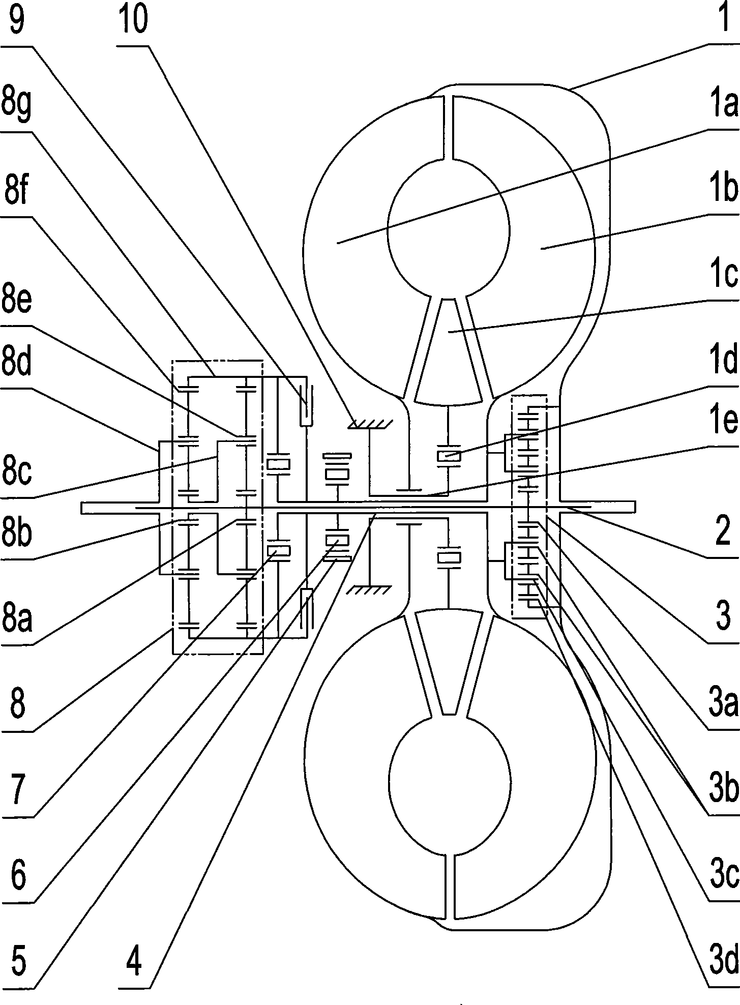 Self-coupling continuously variable transmission