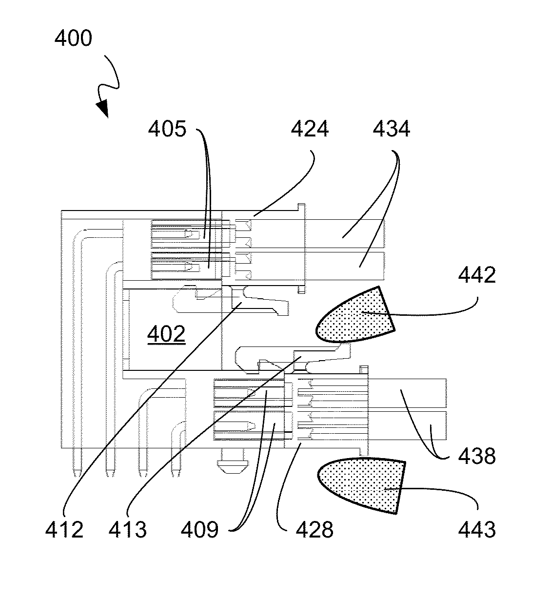 Low-cost offset stacked power connector