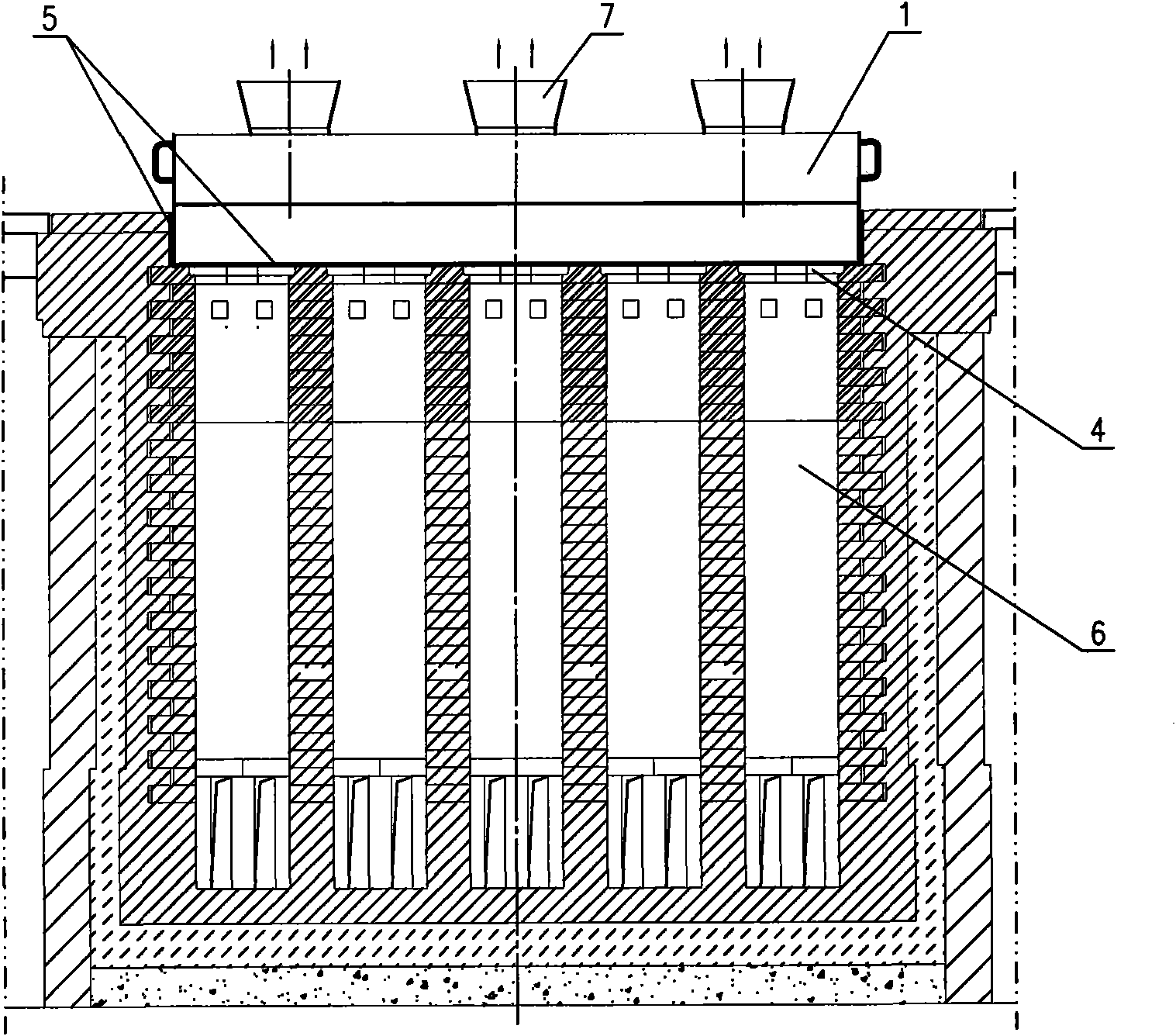 Method and device for forcibly cooling electrode baking furnaces