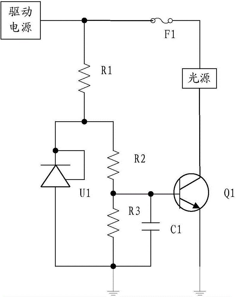 Overheating protection circuit, LED (light-emitting diode) drive circuit and lamp