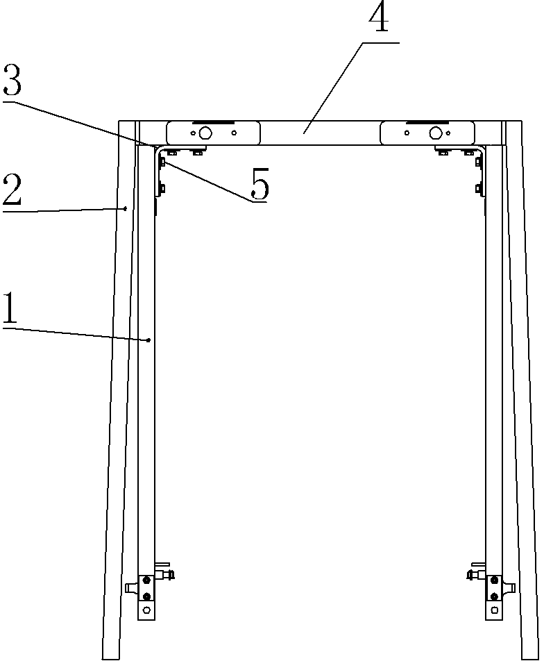 Rear-supporting-leg installation structure of overhead guard of forklift