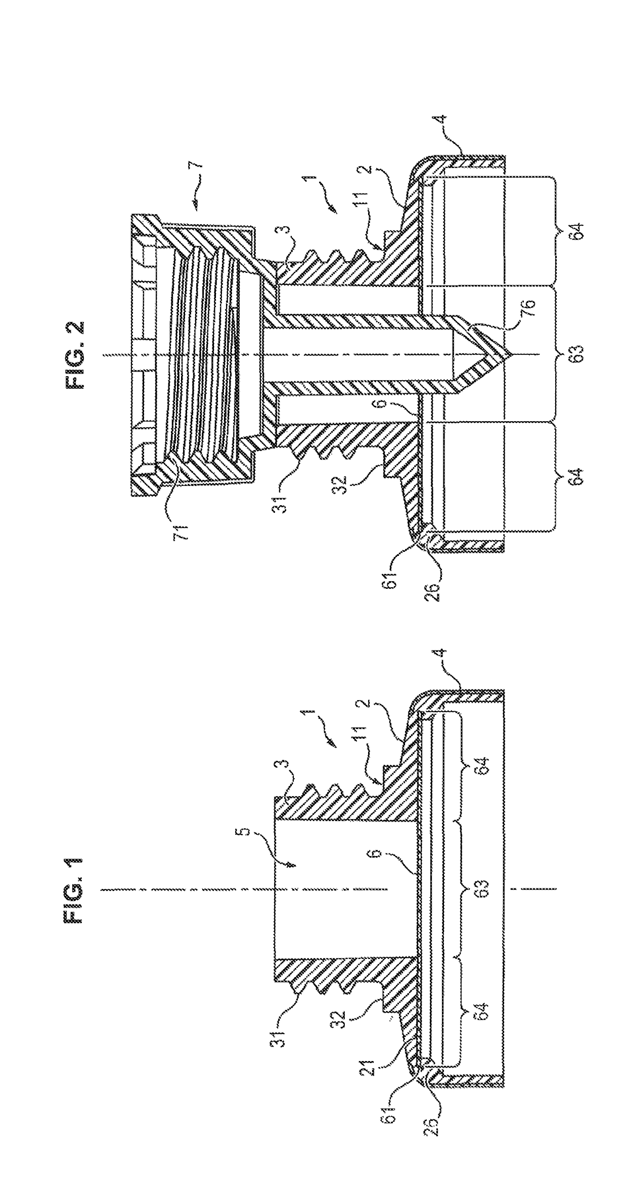 Tube head with insert forming a barrier