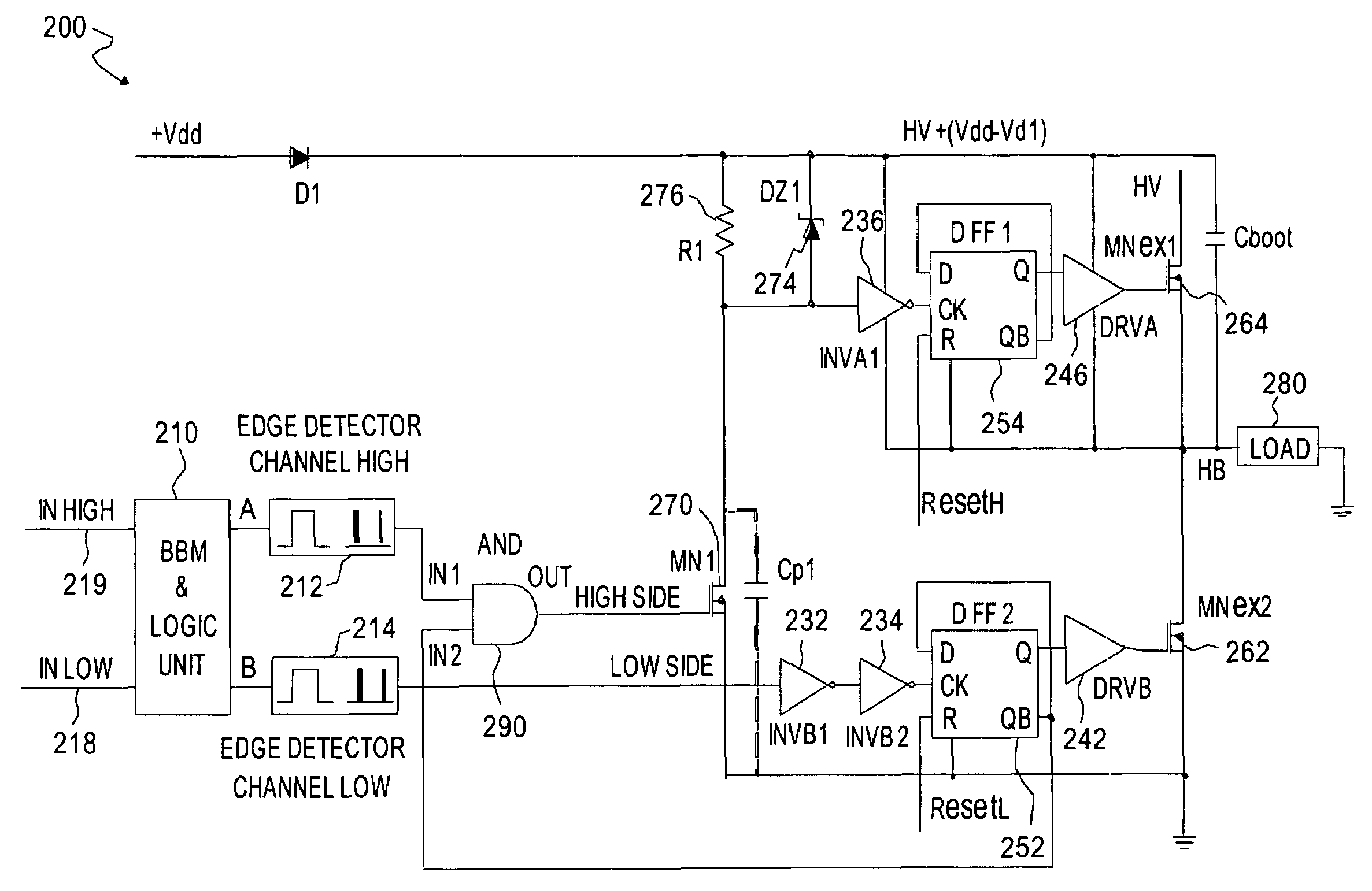 Pulse translation method from low to high voltage level in half and full bridge application