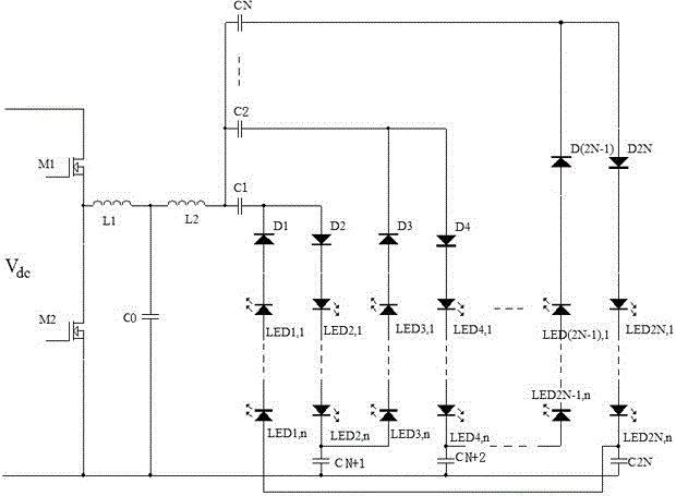 LED drive power supply employing non-isolated multi-path passive current balancing