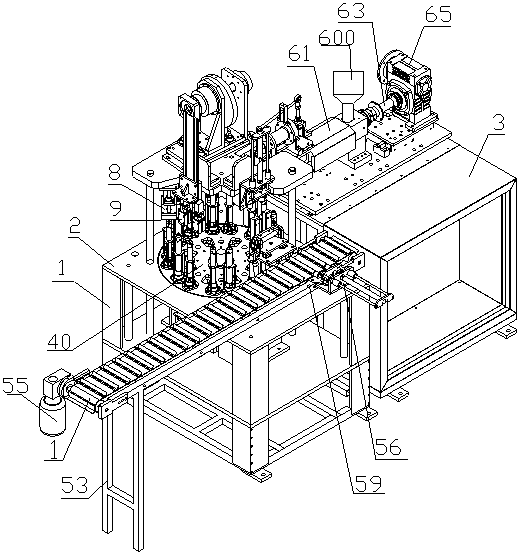 A fully automatic double-head shoulder injection machine
