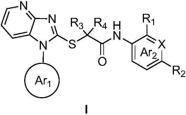 Application of imidazole[4,5-b]pyridine mercapto-acetamide derivative to preparation of human solid tumor resistant medicament