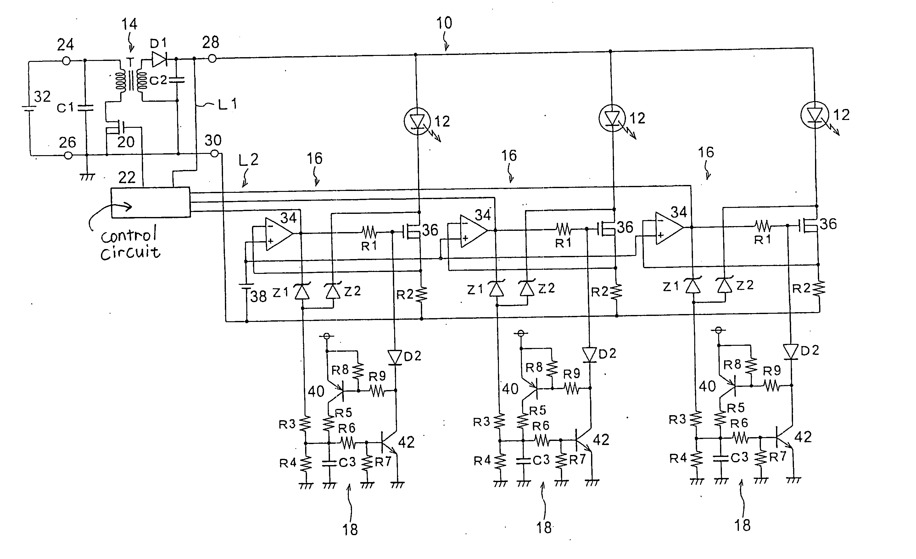 Lighting control circuit for vehicle lamps