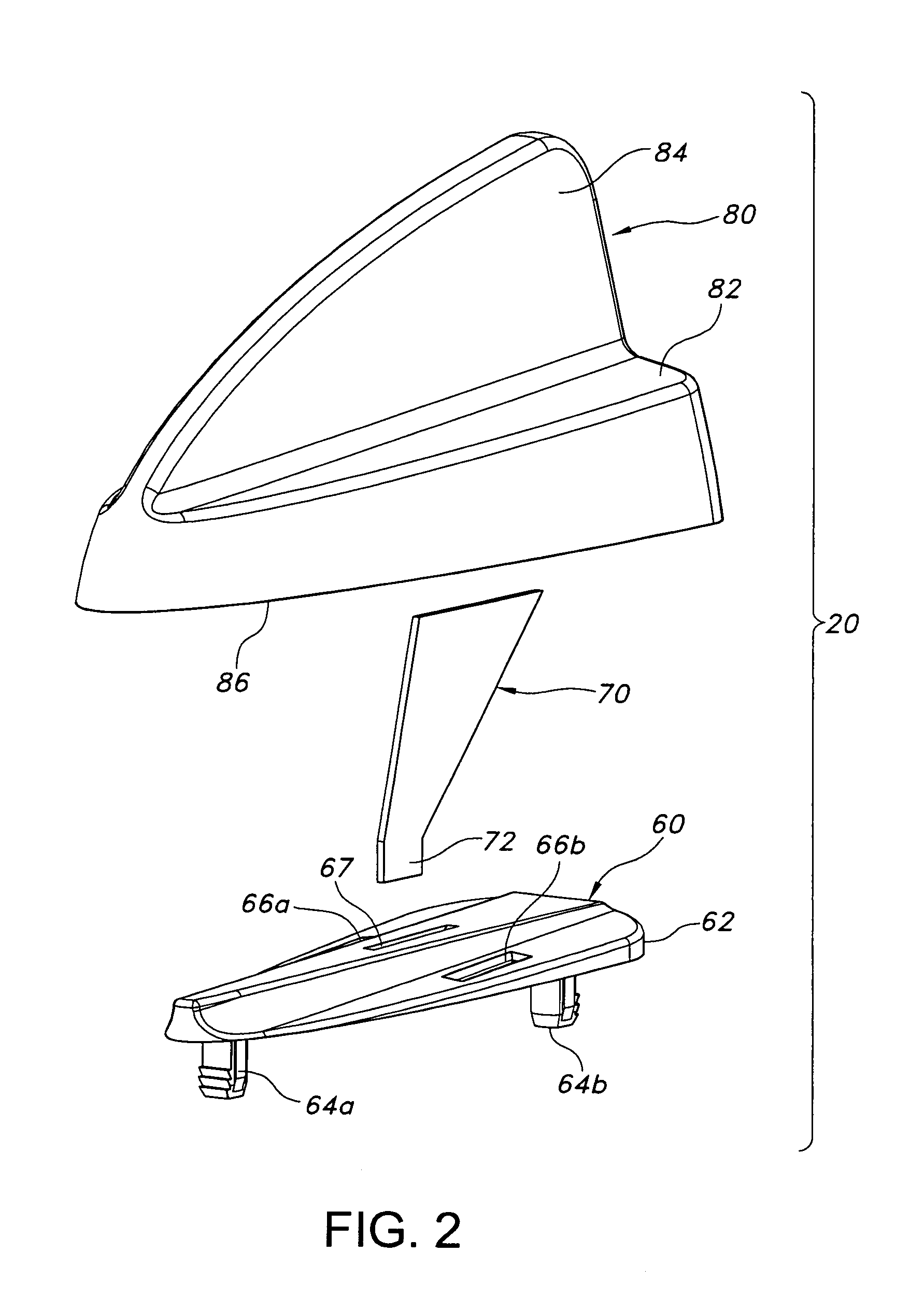 Modular antenna assembly for automotive vehicles