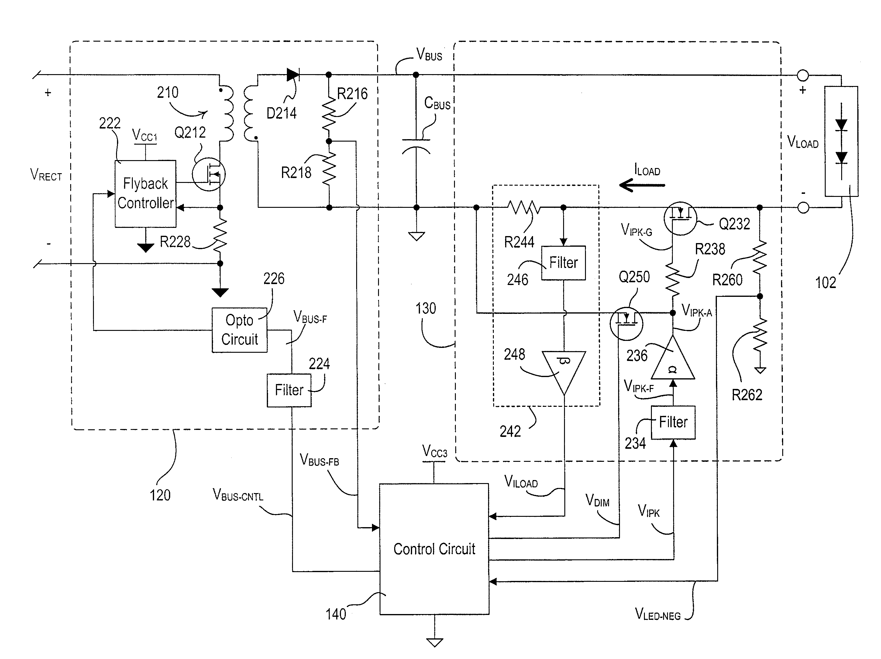 Power converter for a configurable light-emitting diode driver