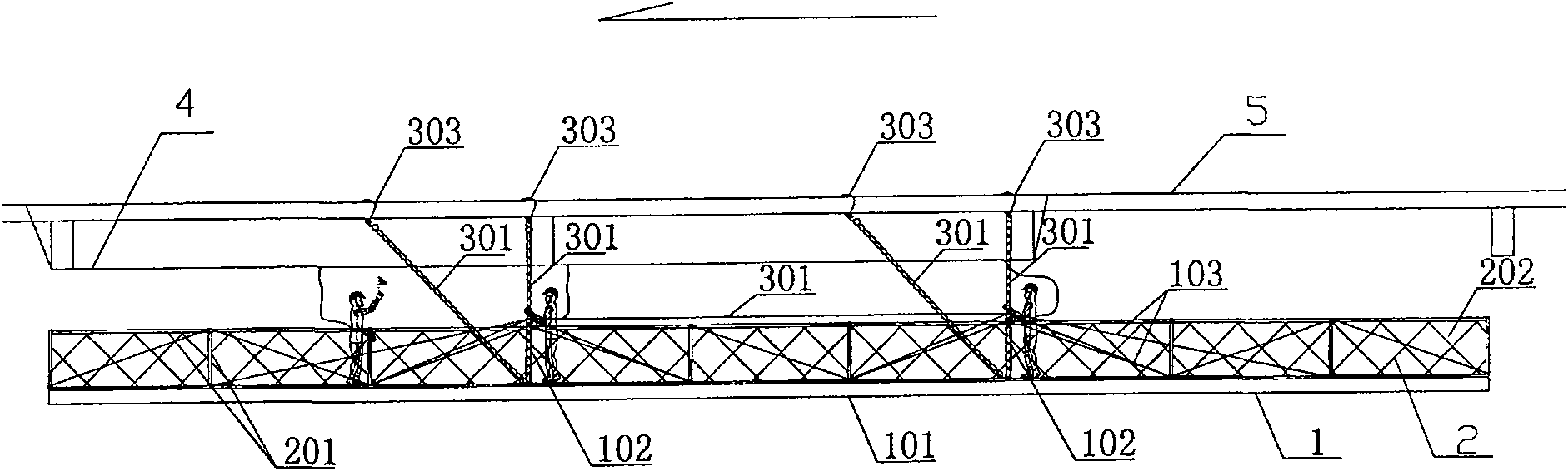 High-altitude bridge type cantilever scaffold