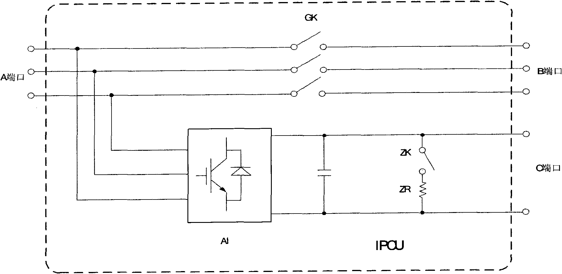 Intelligent power control unit for low voltage ride through and application thereof