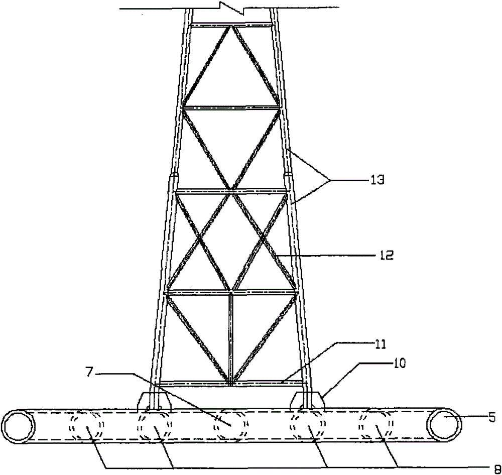 A steel row type wind measuring tower foundation and wind measuring tower structure
