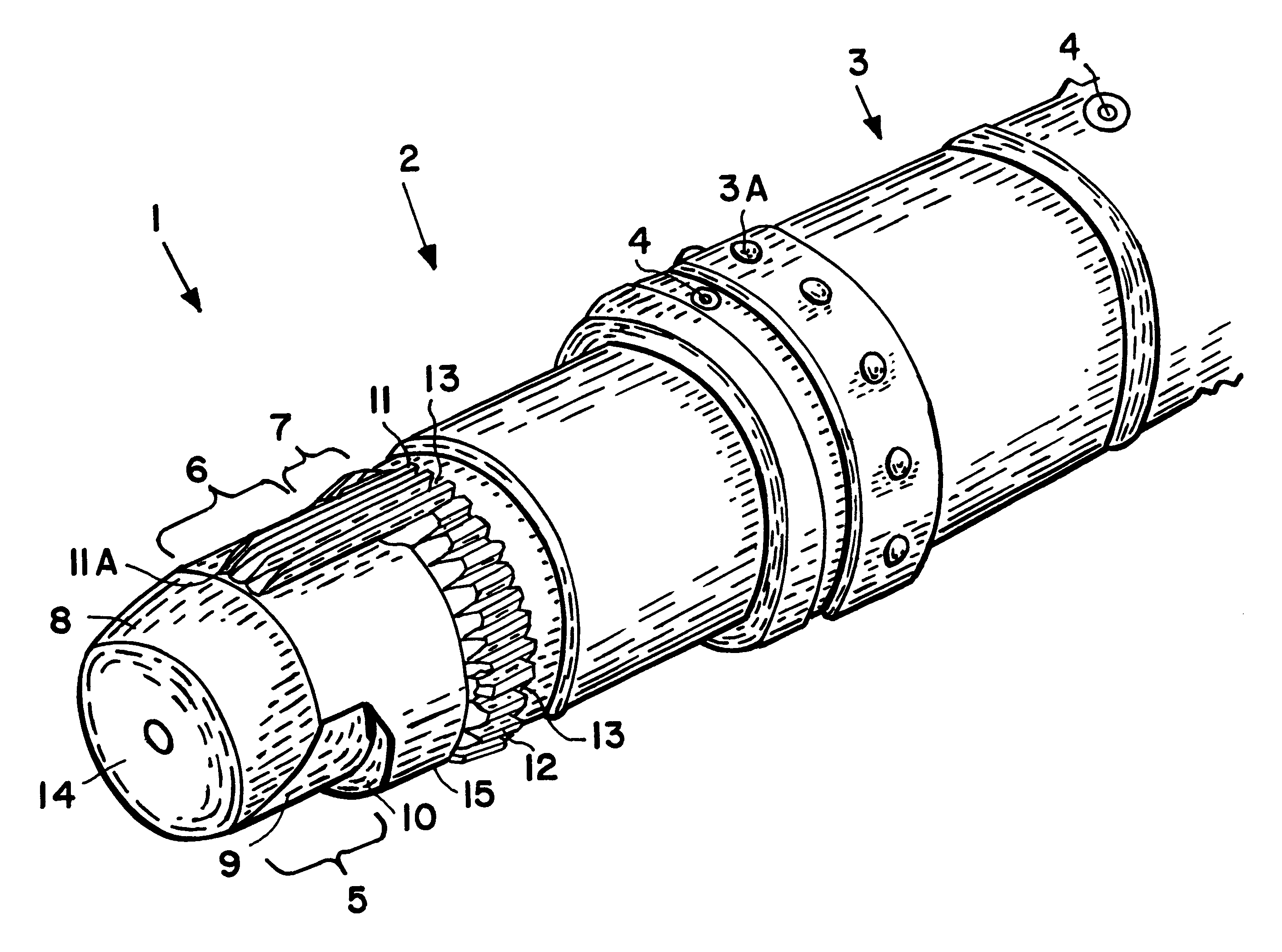 Self-aligning splined male shaft head and engagement method