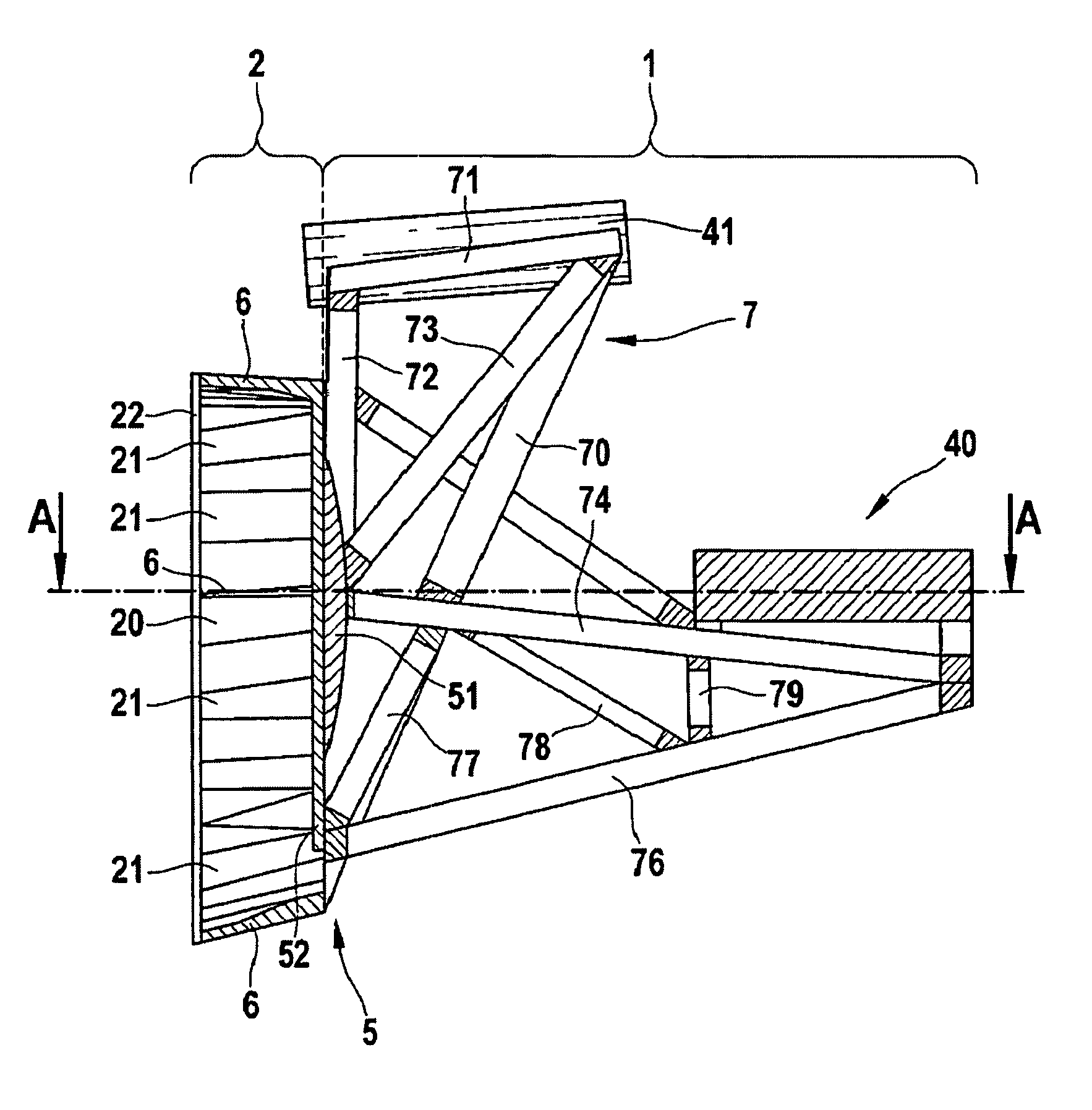 Tail structure for an aircraft or spacecraft