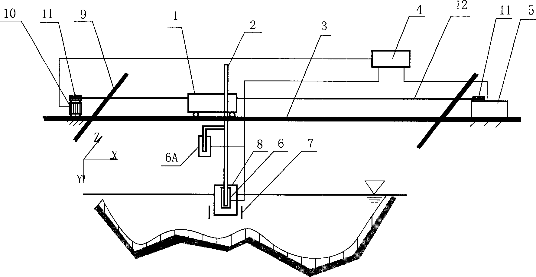 Ultrasonic wave and laser system for measuring three-dimensional space