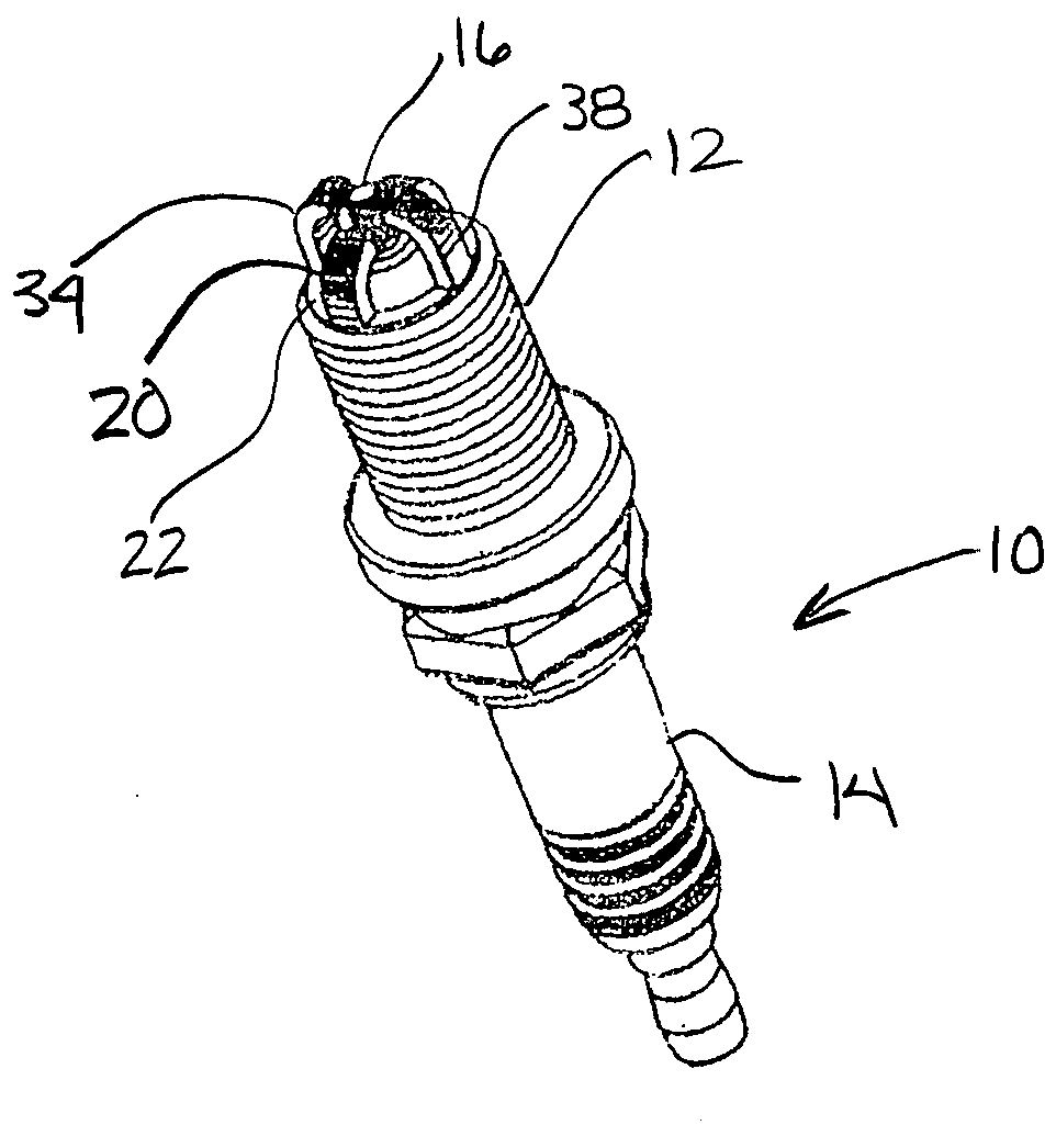 Spark plug having a reference electrode and an elongated electrode