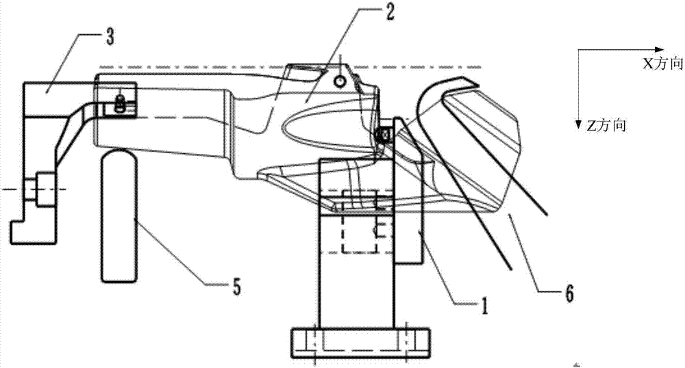 Three-cone drill bit palm reference plane, hole processing fixture