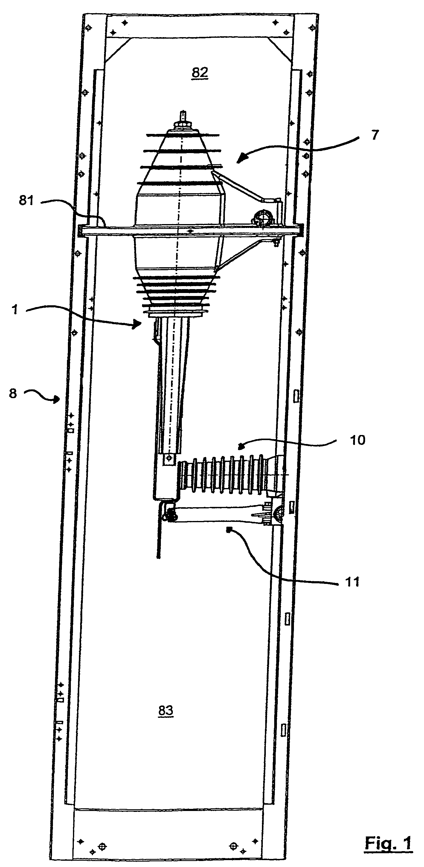 Switch and disconnector apparatus for electric substations