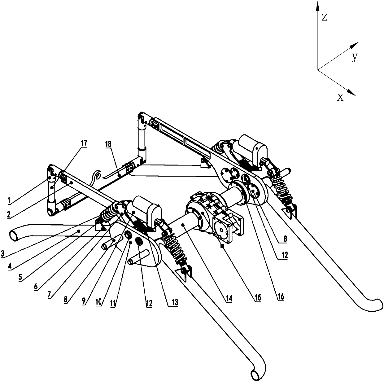 Rocker-arm type suspension mechanism of high-stationarity walking box body