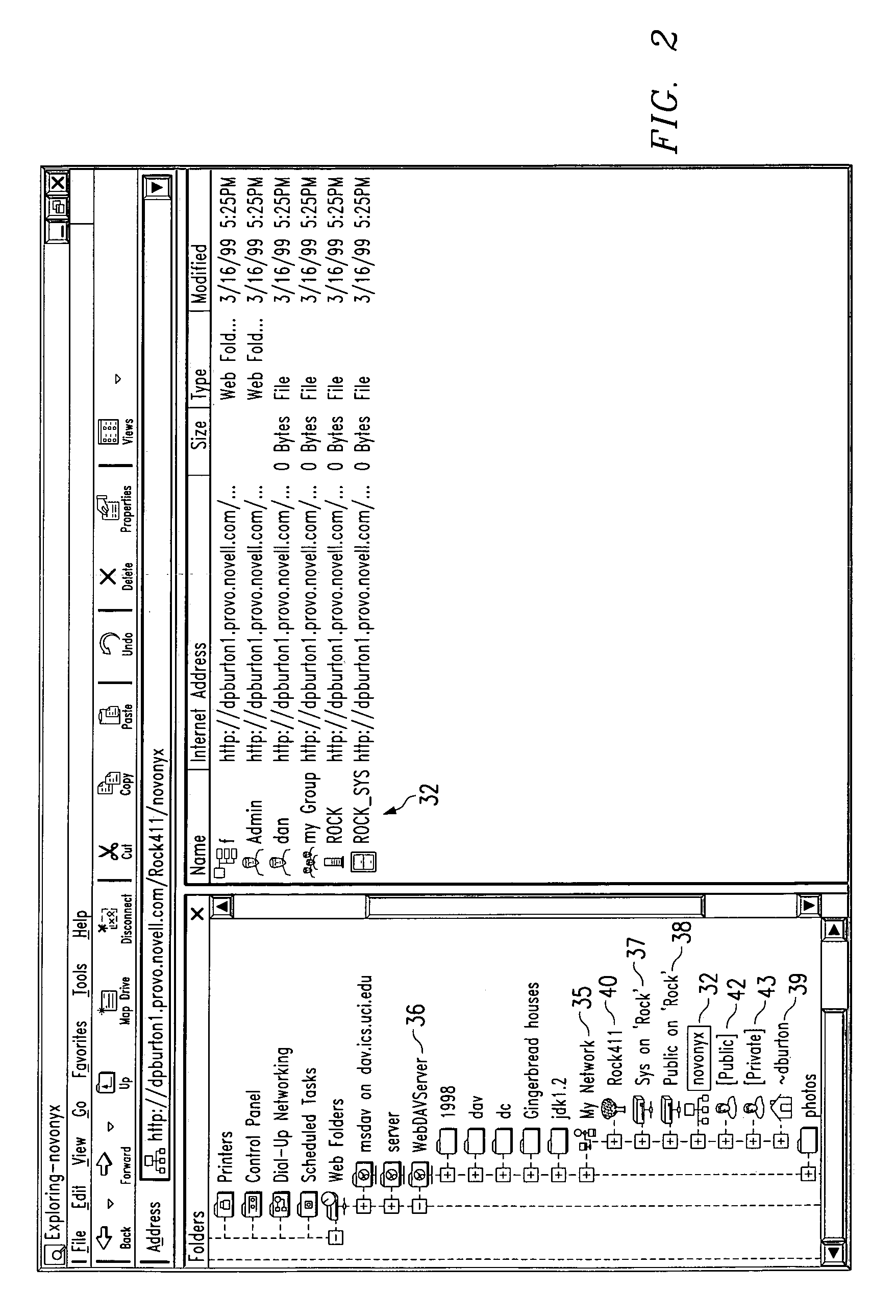 Method and apparatus for exposing network administration stored in a directory using HTTP/WebDAV protocol