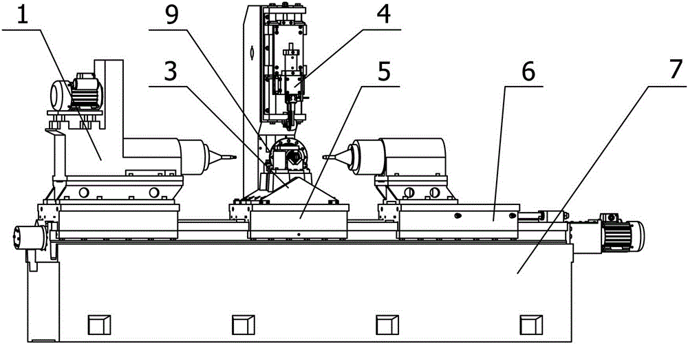 A machine tool for rough and fine countersinking of inner and outer spherical surfaces and end faces of a differential case