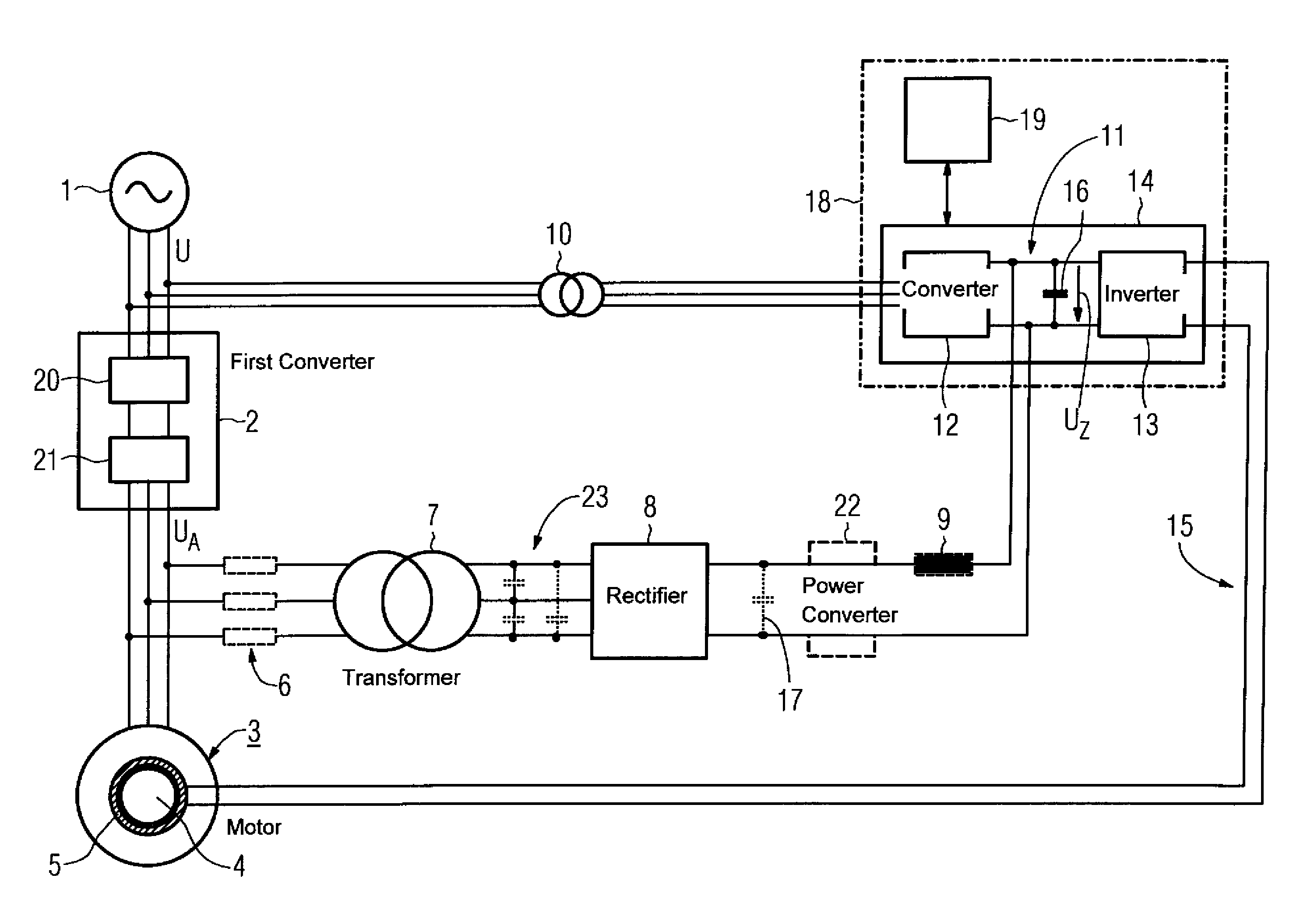 Device for safeguarding an uninterruptible power supply of a magnet bearing in the event of failure of an electrical supply voltage