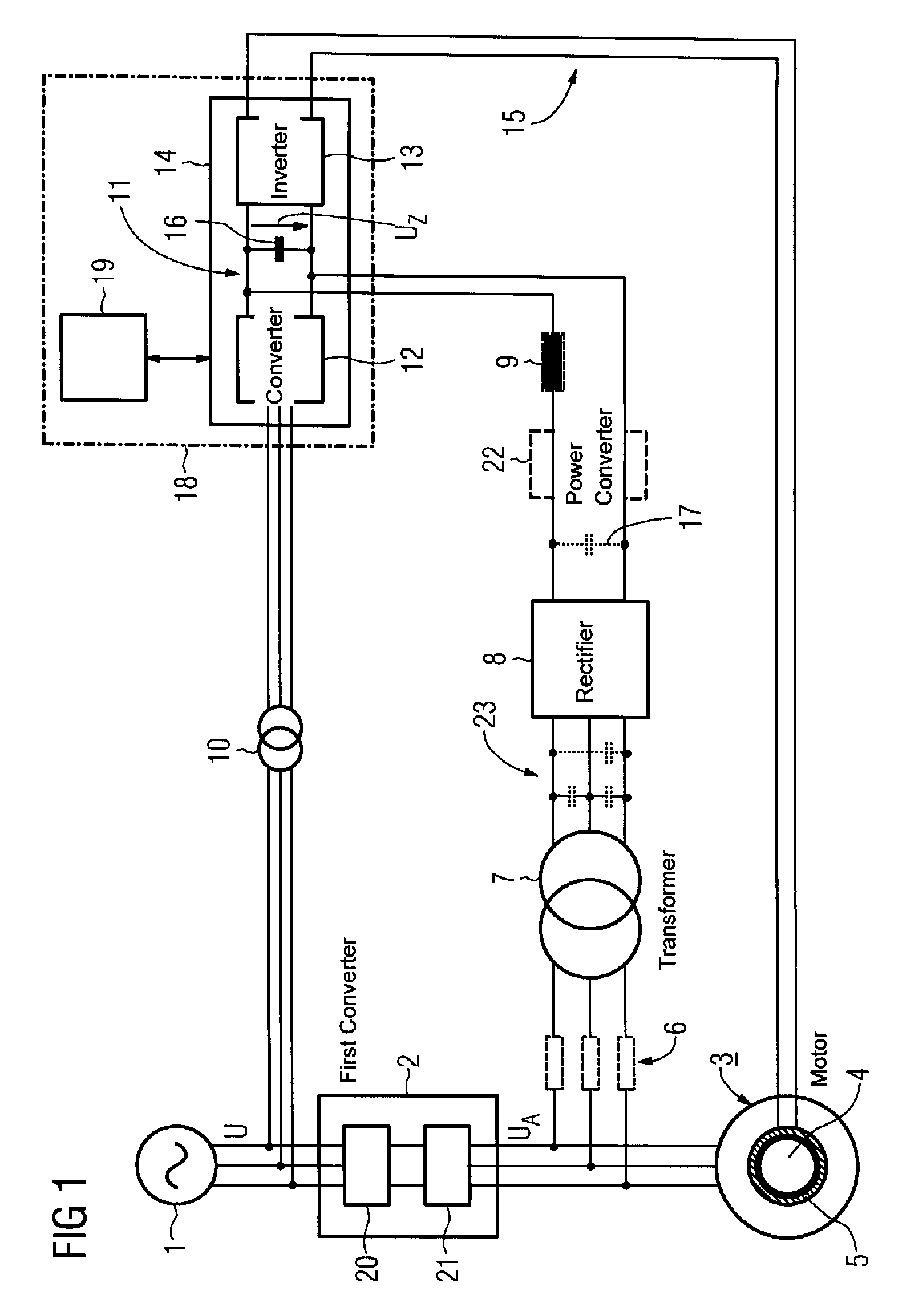 Device for safeguarding an uninterruptible power supply of a magnet bearing in the event of failure of an electrical supply voltage