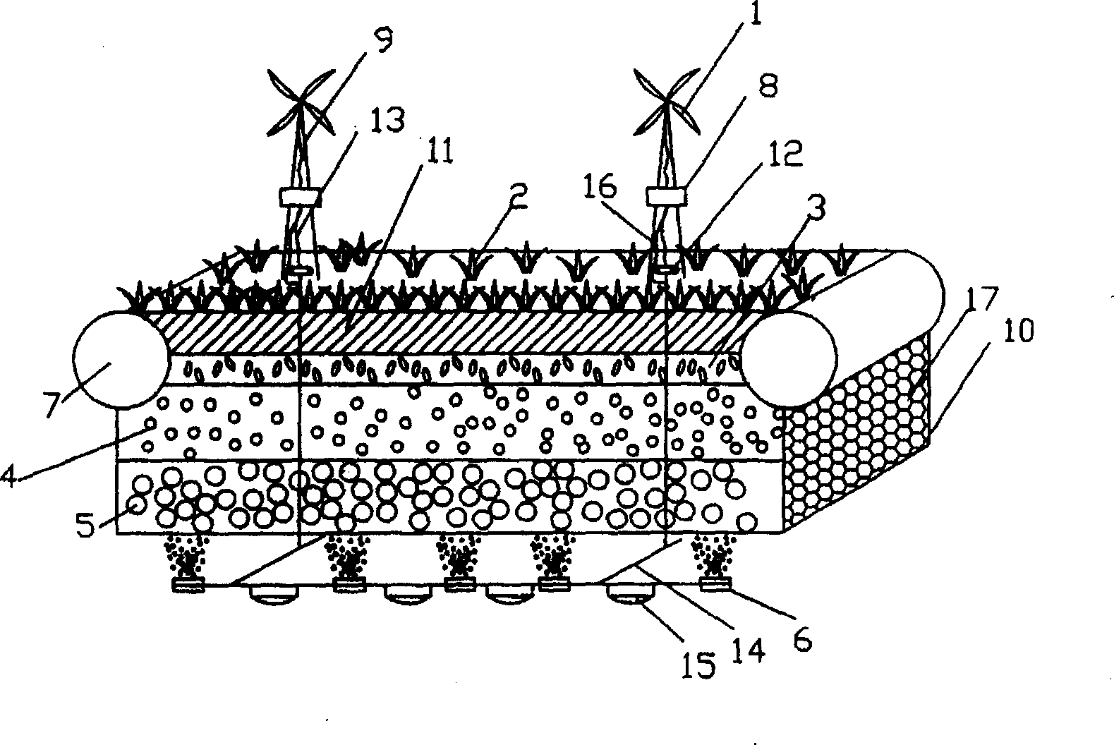 Floating bed equipment for cleaning sewage