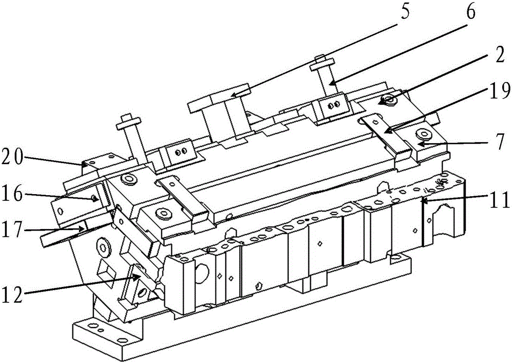 Inclined wedge mechanism with lateral material pressing function