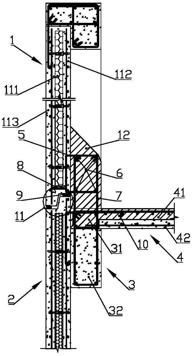 Prefabricated laminated parapet wall connection structure