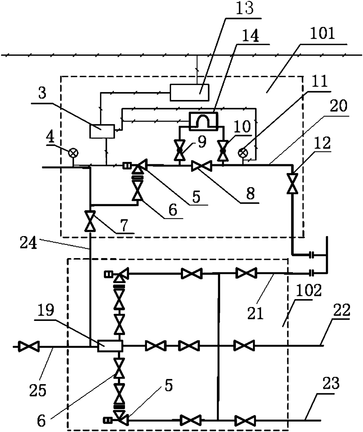 Underbalanced drilling device and method for segmental real-time monitoring of gas-liquid two-phase flow