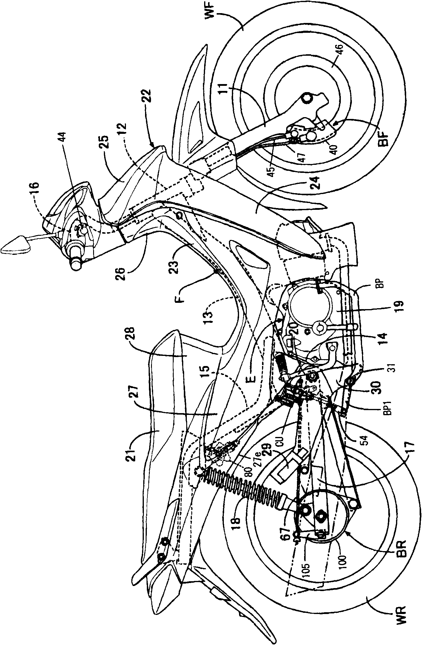 Interlocked brake device for two-wheel motorcycle