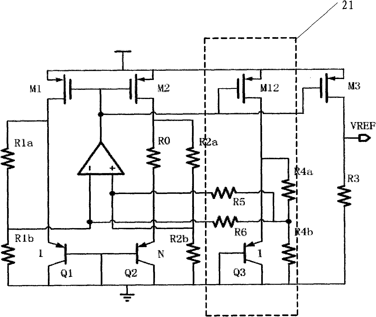 CMOS (Complementary Metal-Oxide Semiconductor) band-gap reference voltage generation circuit