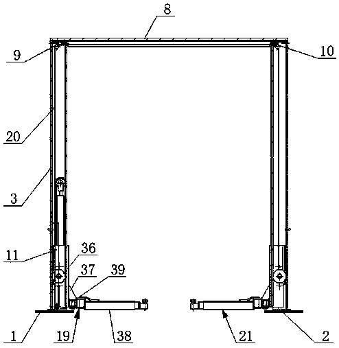 A lift driven by a hydraulic cylinder