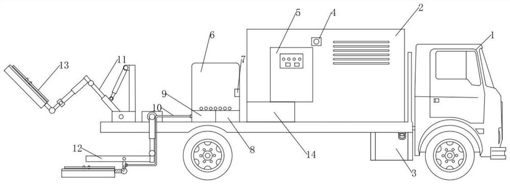 Asphalt pavement multifunctional heating vehicle based on induction heating and microwave heating