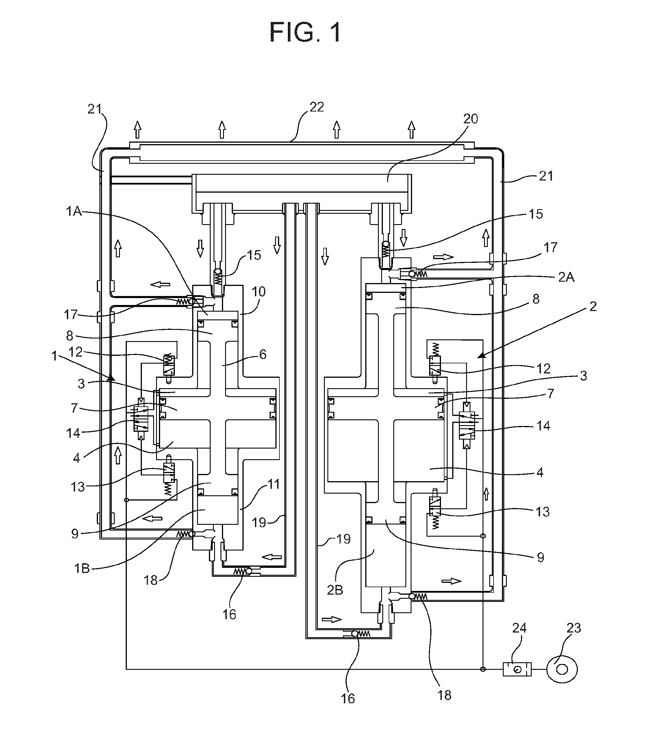 Hydraulic pressure generation unit with pneumatic actuation