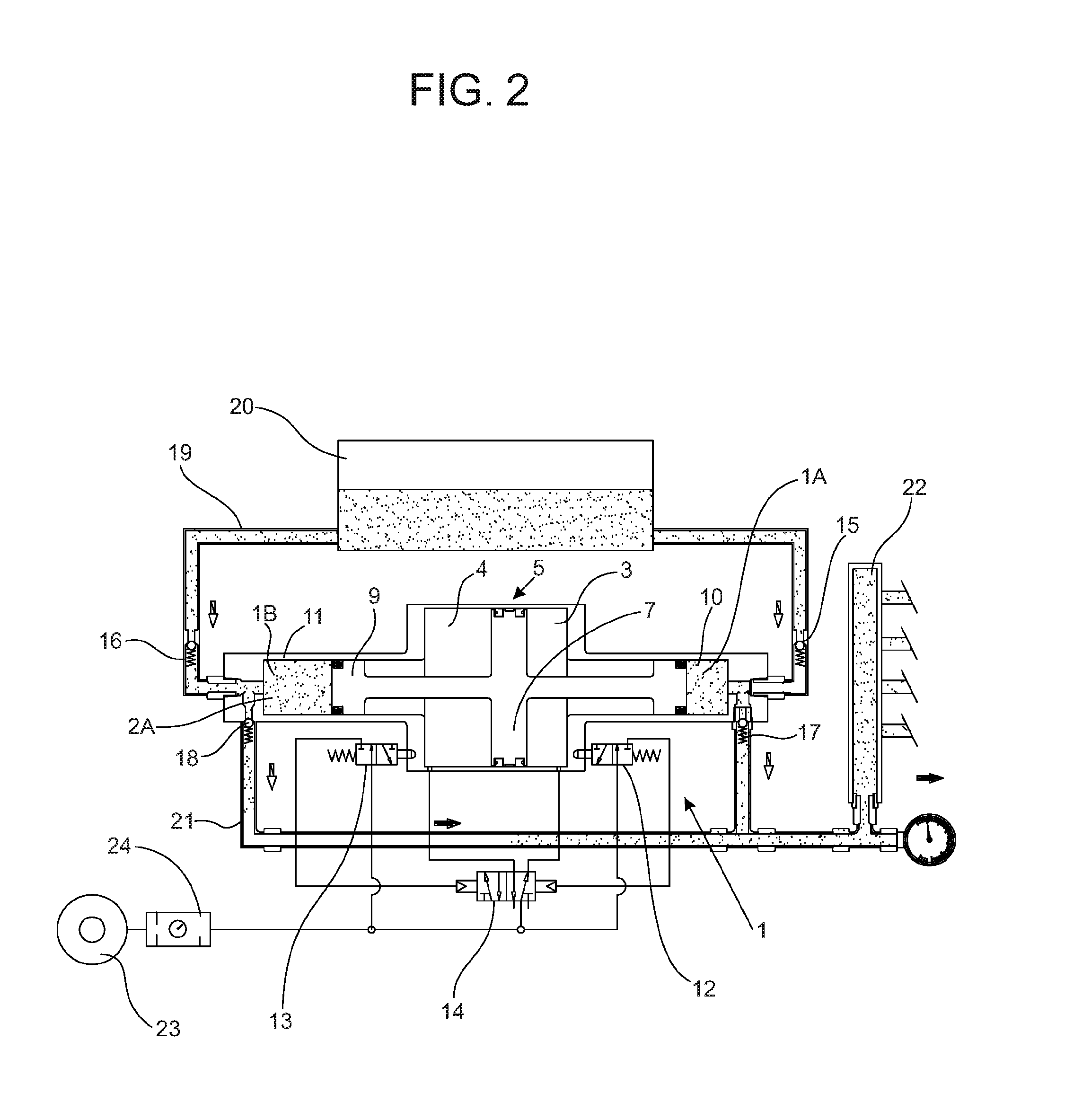 Hydraulic pressure generation unit with pneumatic actuation