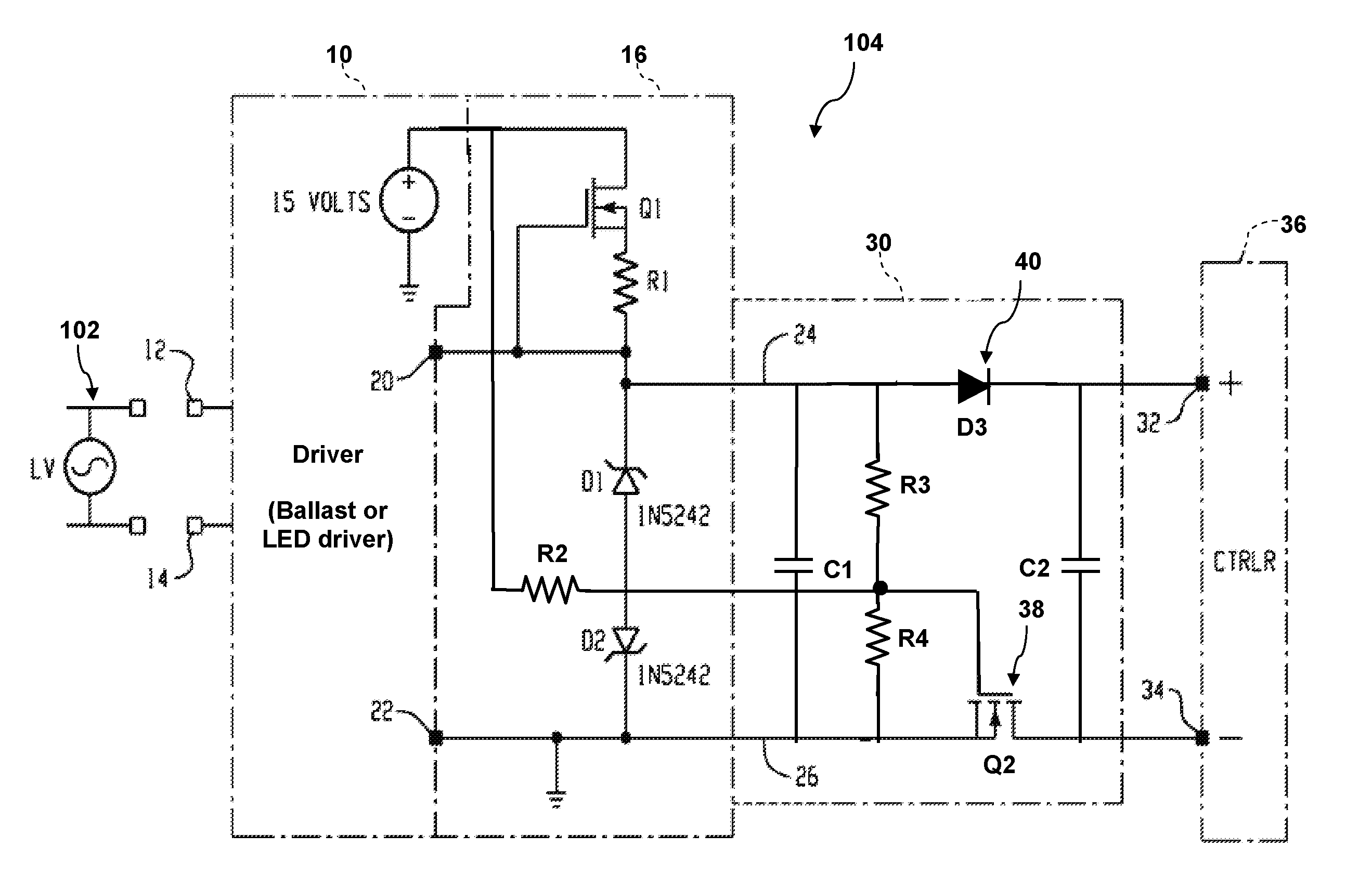 Lamp assembly and circuits for protection against miswiring in a lamp controller