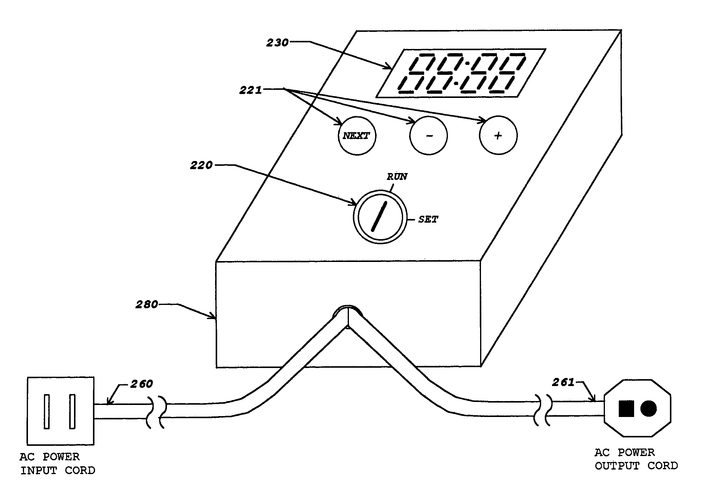 Apparatus which integrates a time control into a detachable power cord