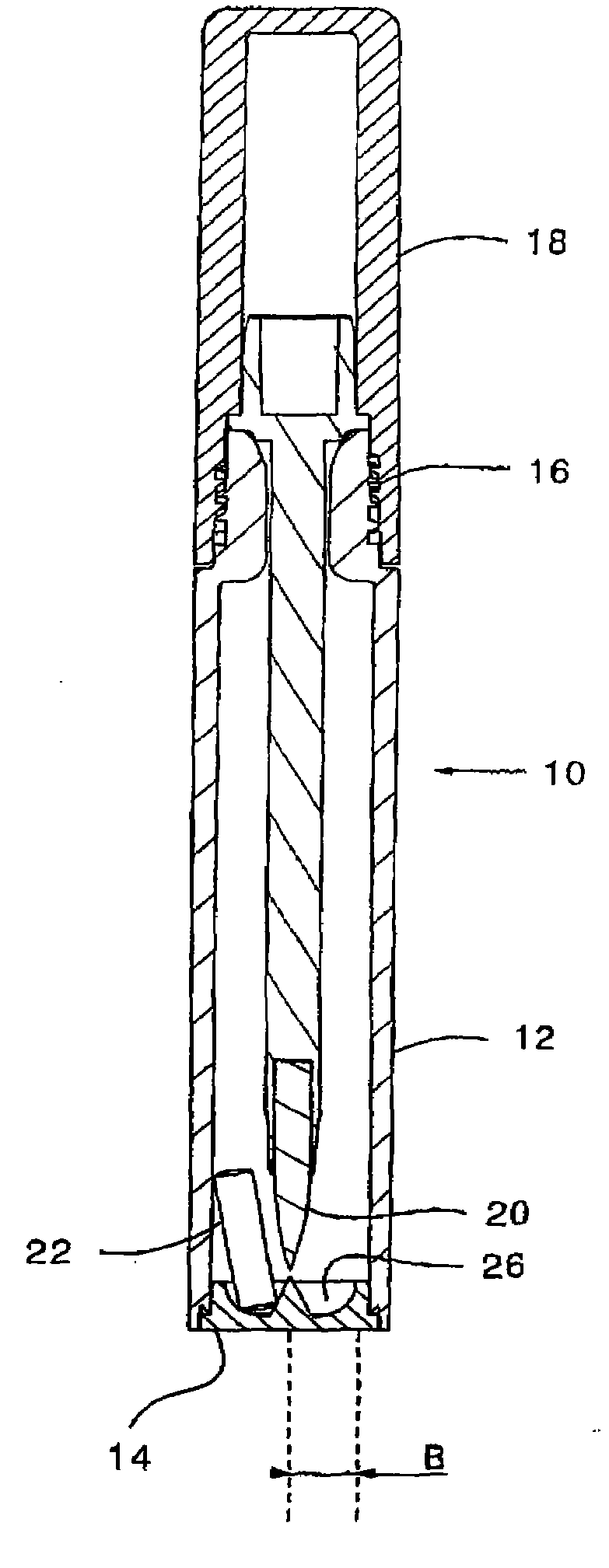 Device for storing a fluid or gel-like product, in particular a cosmetic product